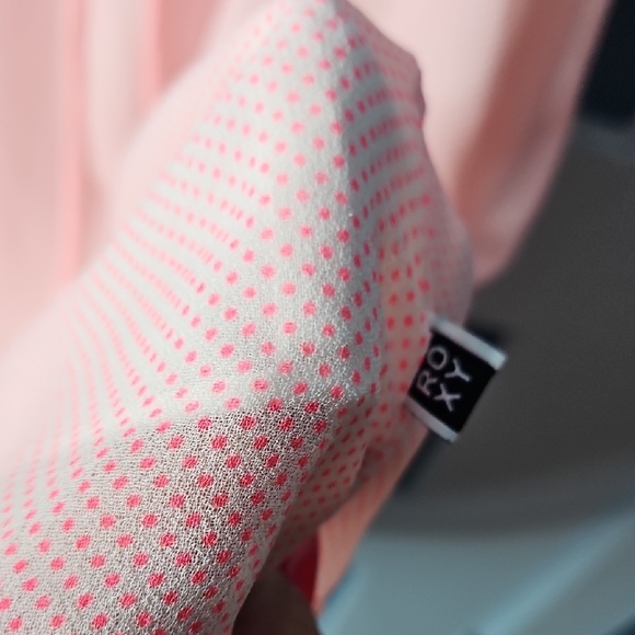 Roxy Pink & White Sleeveless Faux Retro Button-Front Dress L - Picture 6 of 14